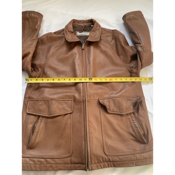 Joseph Abboud Men's Leather Jacket Vintage 1980's Tobacco Brown Size M Preowned - Picture 6 of 14